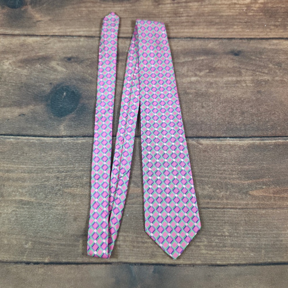 Robert Talbott Necktie Mens OS Pink Good Geometric Silk Best of Class Handsewn